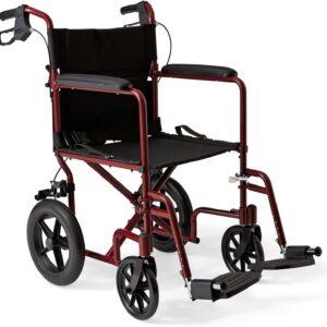 Medline Lightweight Transport Wheelchair with Handbrakes