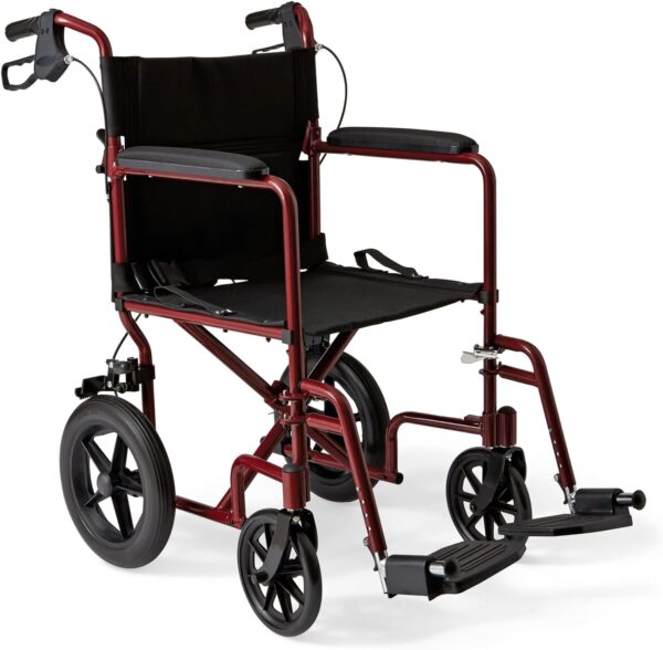 Medline Lightweight Transport Wheelchair with Handbrakes